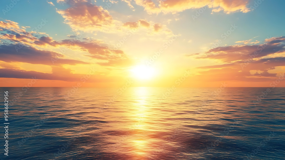 Fototapeta premium Sunrise over a calm ocean horizon 