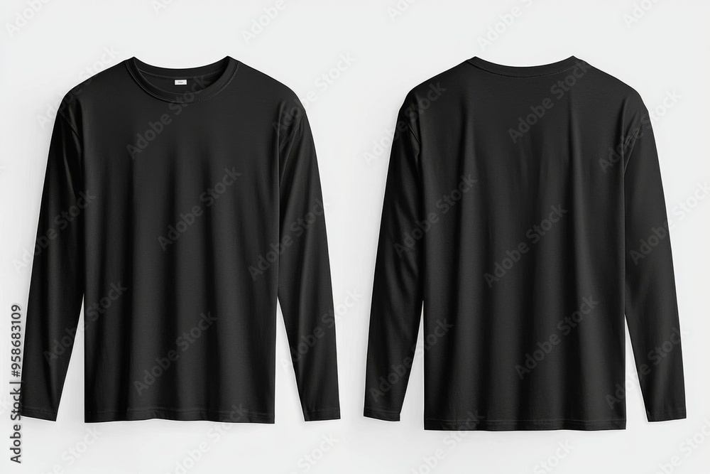 Black long sleeve tshirt mockup isolated created with Generative AI Black long sleeve tshirt mockup isolated created with Generative AI