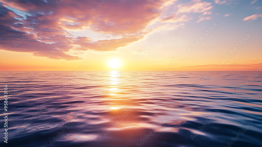 Fototapeta premium Sunrise over a calm ocean horizon 