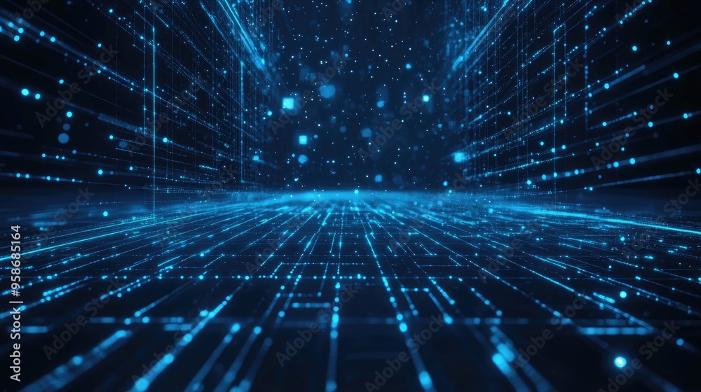 Futuristic digital background featuring glowing blue lines and a grid pattern, symbolizing cutting-edge technology and innovation. Futuristic digital background featuring glowing blue lines and a grid pattern, symbolizing cutting-edge technology and innovation.