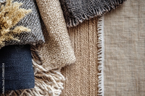 Textured Fabric Swatches with Natural Elements