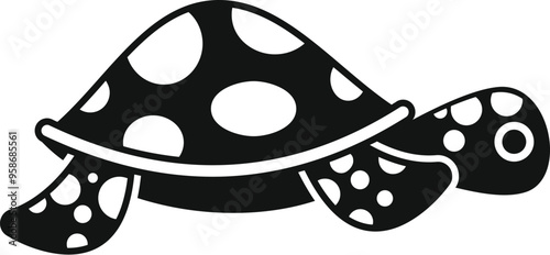 Simple vector illustration of a black and white sea turtle swimming with its flippers outstretched