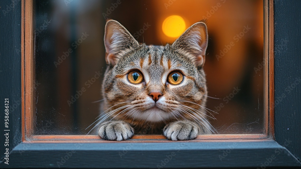 Curious Cat Looking Through Window Curious Cat Looking Through Window