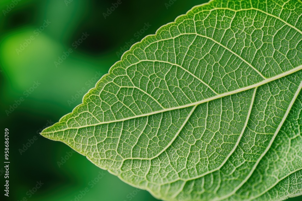 Close-up of a Green Leaf's Veins and Texture Close-up of a Green Leaf's Veins and Texture