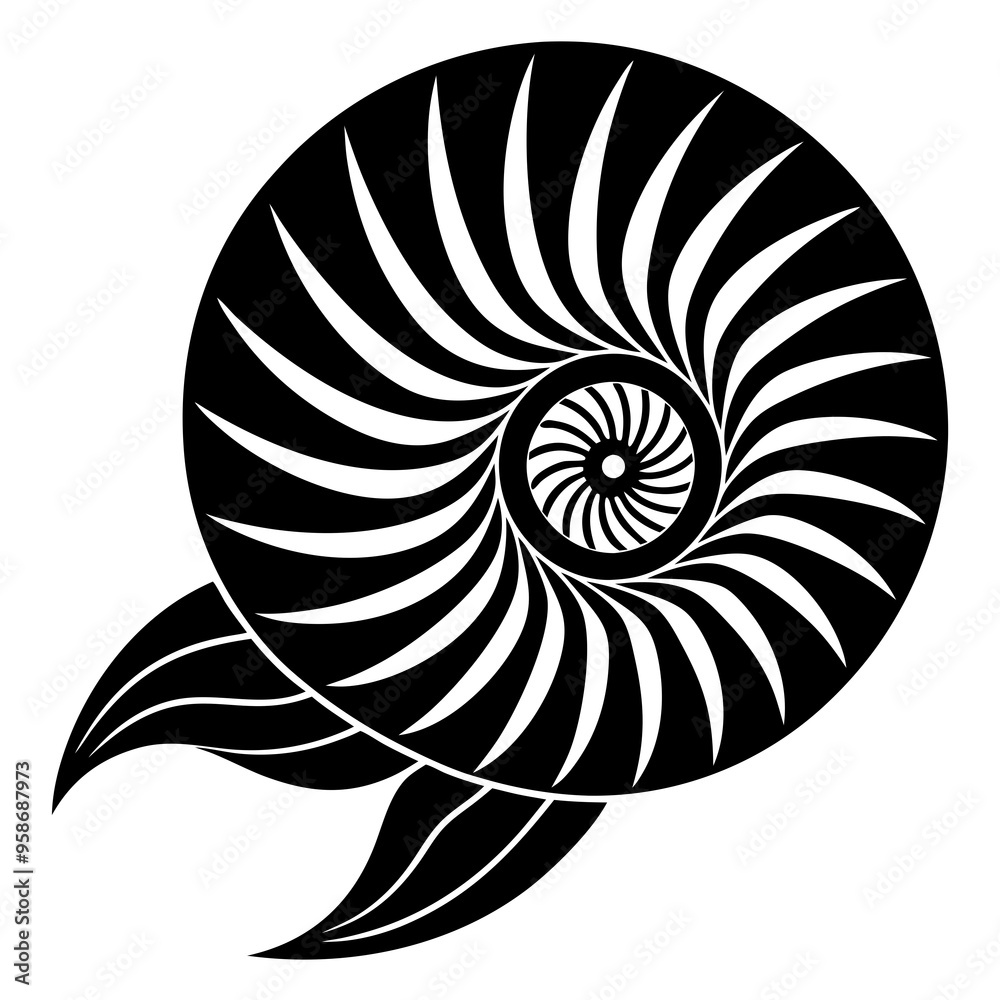 Nautilus vector pattern rich inline detail on a white background Nautilus vector pattern rich inline detail on a white background