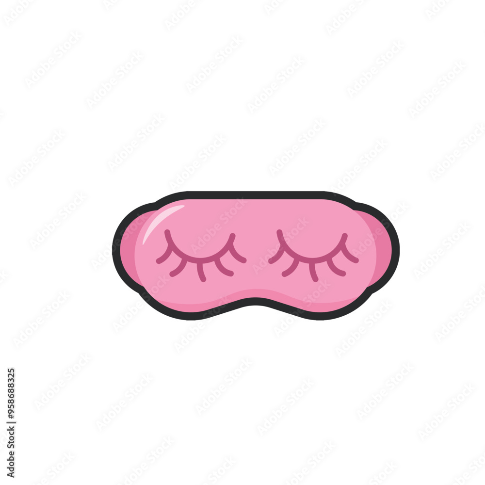 pink blind fold sleepwear in outline flat vector design. pink blind fold sleepwear in outline flat vector design.