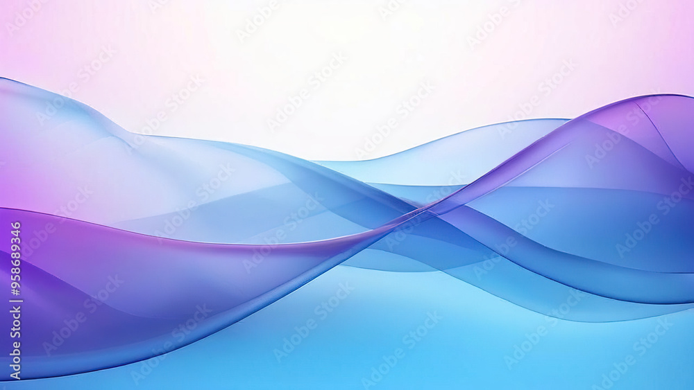 Abstract background with flowing, translucent waves in blue and purple hues. Abstract background with flowing, translucent waves in blue and purple hues.