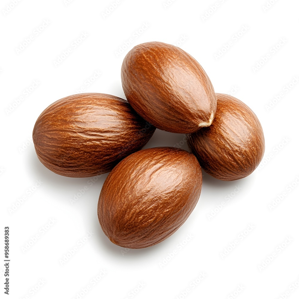 Macro Pili Nut with Detailed Shell on White Background Macro Pili Nut with Detailed Shell on White Background