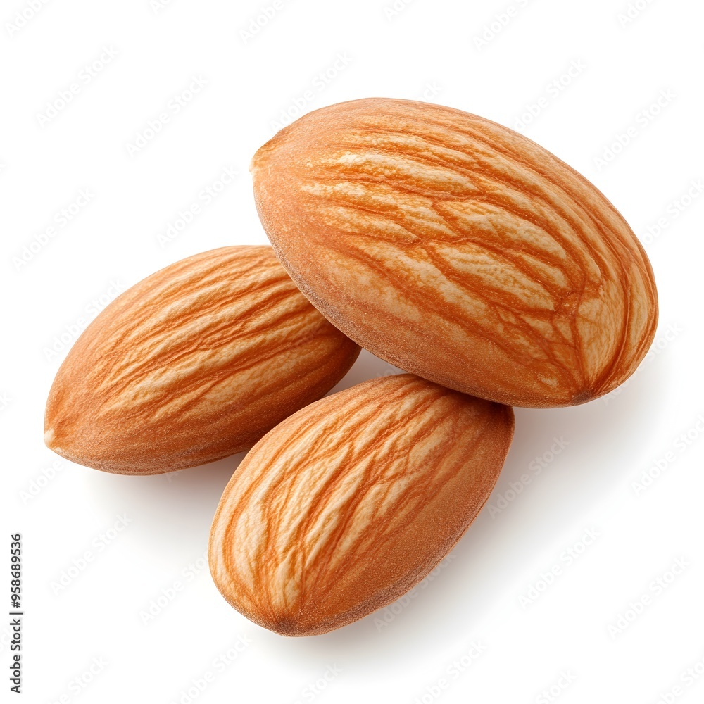 Macro Shot of a Perfect Marcona Almond Isolated on White Background Macro Shot of a Perfect Marcona Almond Isolated on White Background