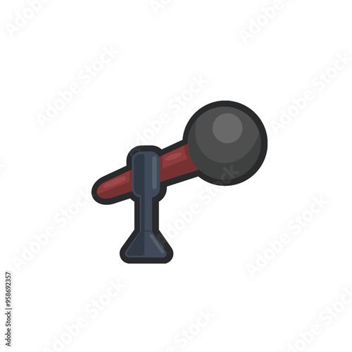 desktop microphone in outline flat vector design.