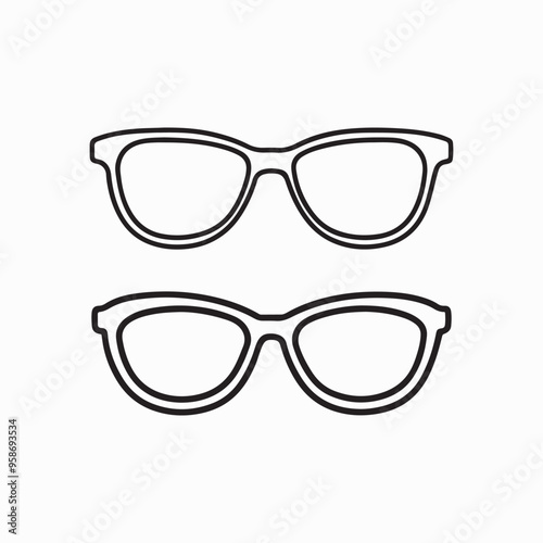 Eyeglasses Icons, Glasses icon. Set of glasses icons. Eyeglasses collection clip art Silhouette. Black glasses silhouette isolated on white.