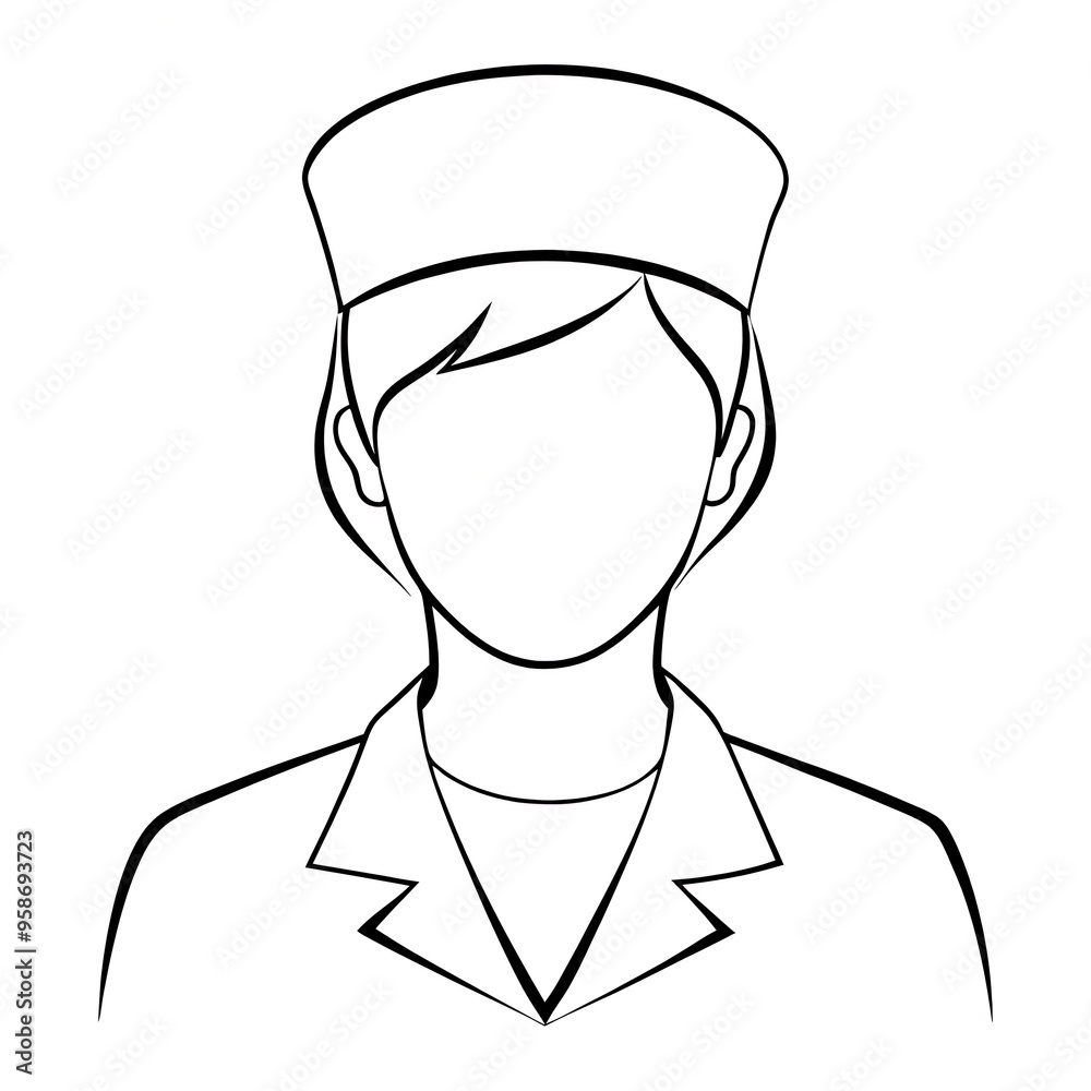 Outline image of a nurse on white background Outline image of a nurse on white background