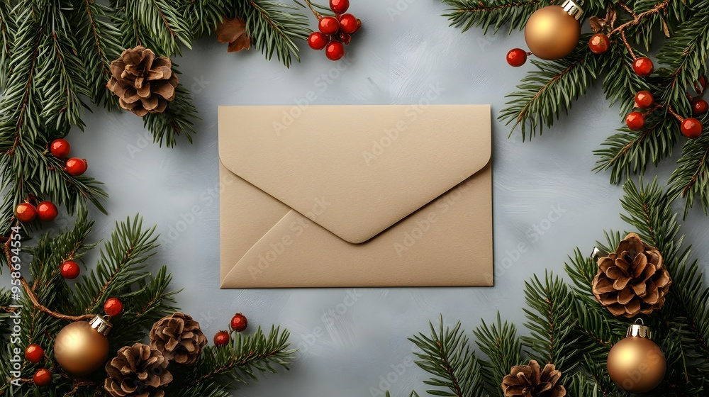 A festive Christmas card featuring a beautifully decorated Christmas tree with shimmering gold ornaments, red ribbons, and pine cones, perfect for spreading holiday cheer. A festive Christmas card featuring a beautifully decorated Christmas tree with shimmering gold ornaments, red ribbons, and pine cones, perfect for spreading holiday cheer.