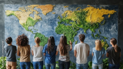 Generate an image showing interdisciplinary research teams working together to address pressing global issues such as climate change public health or sustainable development.