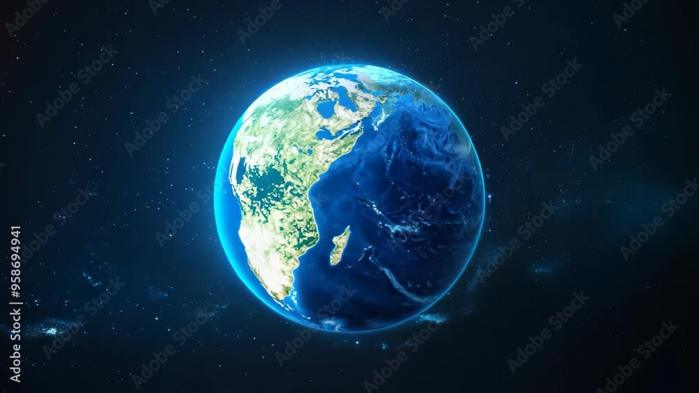 A stunning high-resolution image of Earth from space, featuring vibrant blue oceans, intricate clouds, and contrasting landmasses against the vast blackness of space. A stunning high-resolution image of Earth from space, featuring vibrant blue oceans, intricate clouds, and contrasting landmasses against the vast blackness of space.