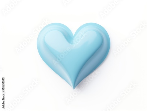 Sky blue colored heart isolated on white background photo