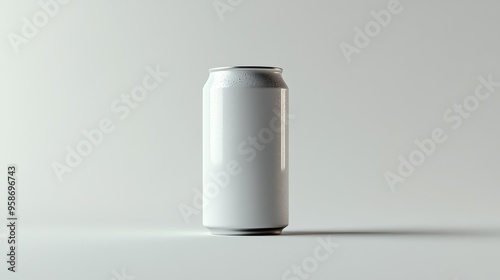 Minimalist White Beverage Can on Light Background Generative AI