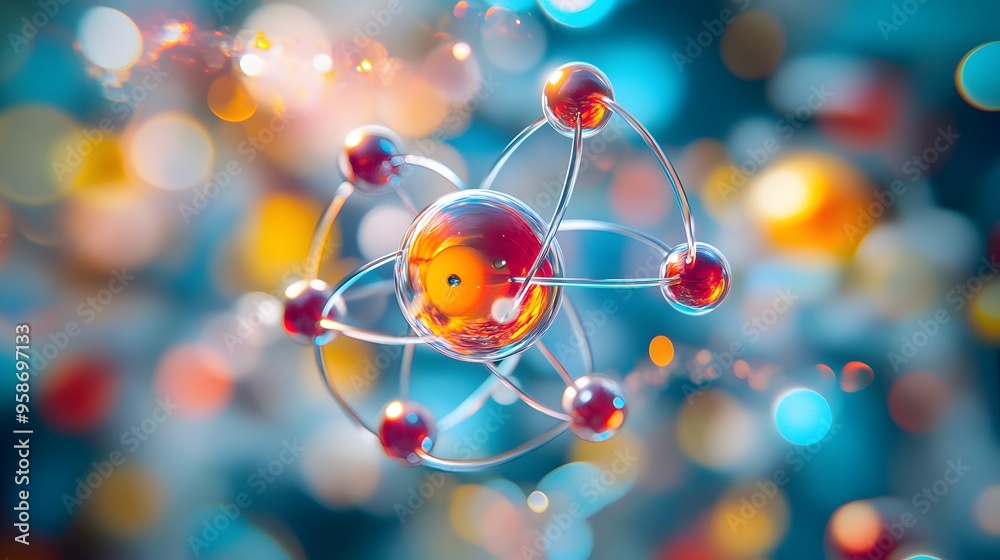 19. Stylized image of a nutrient atom with vibrant, swirling molecular interactions 19. Stylized image of a nutrient atom with vibrant, swirling molecular interactions