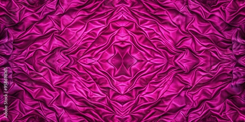 Abstract textile crumpled viva magenta background with copy space Symmetrical, symmetrical,abstract, copy space, textile, crumpled, magenta