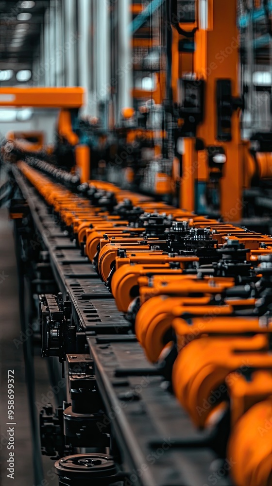 In a smart digital factory, a robotic arm skillfully crafts advanced steel components for the automotive industry utilizing precise CNC machining techniques In a smart digital factory, a robotic arm skillfully crafts advanced steel components for the automotive industry utilizing precise CNC machining techniques