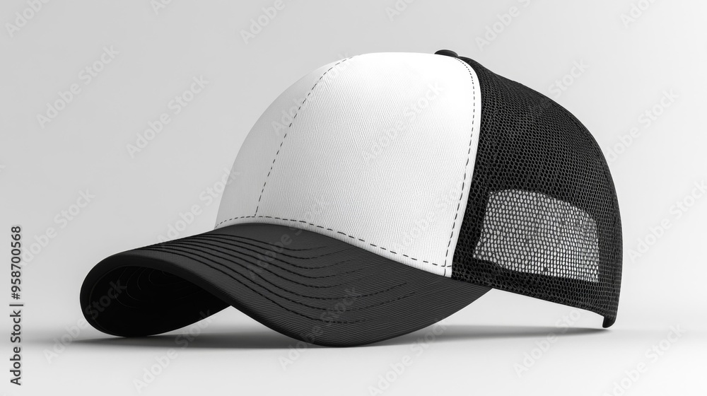 Black and White Trucker Cap Generative AI Black and White Trucker Cap Generative AI
