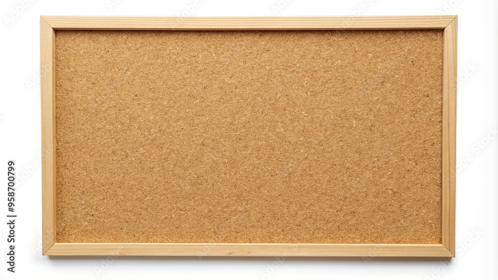 Fototapeta premium Blank cork board mock up on isolated white background for memo or notice board, white background, cork board, empty, blank space, bulletin board, communication, note, pushpin, message board
