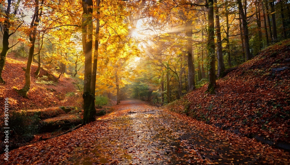 Naklejka premium Autumn Forest Path