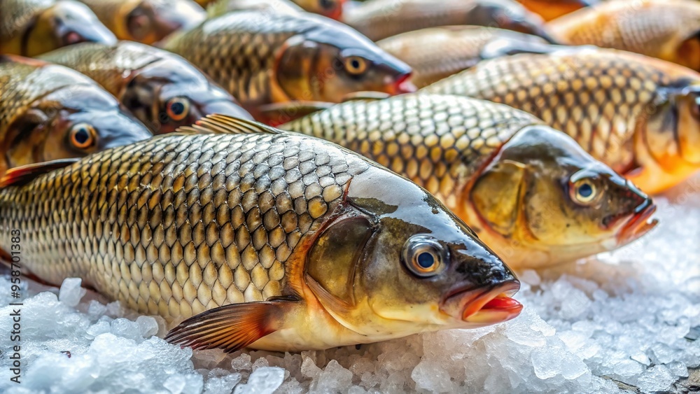 supplier, display, healthy,smallscale mud carp, cold, fresh catch ...