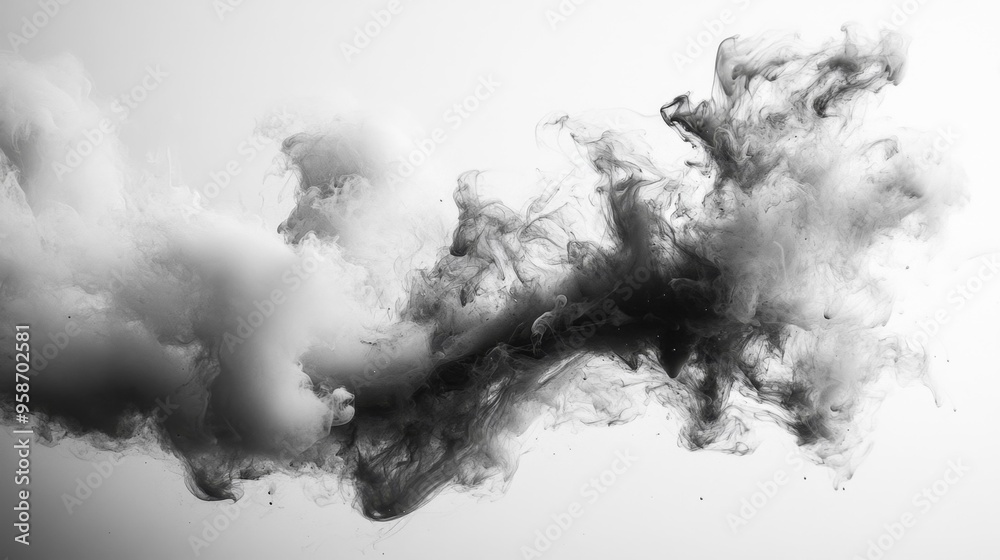 Black and White Ink Cloud in Water Generative AI Black and White Ink Cloud in Water Generative AI