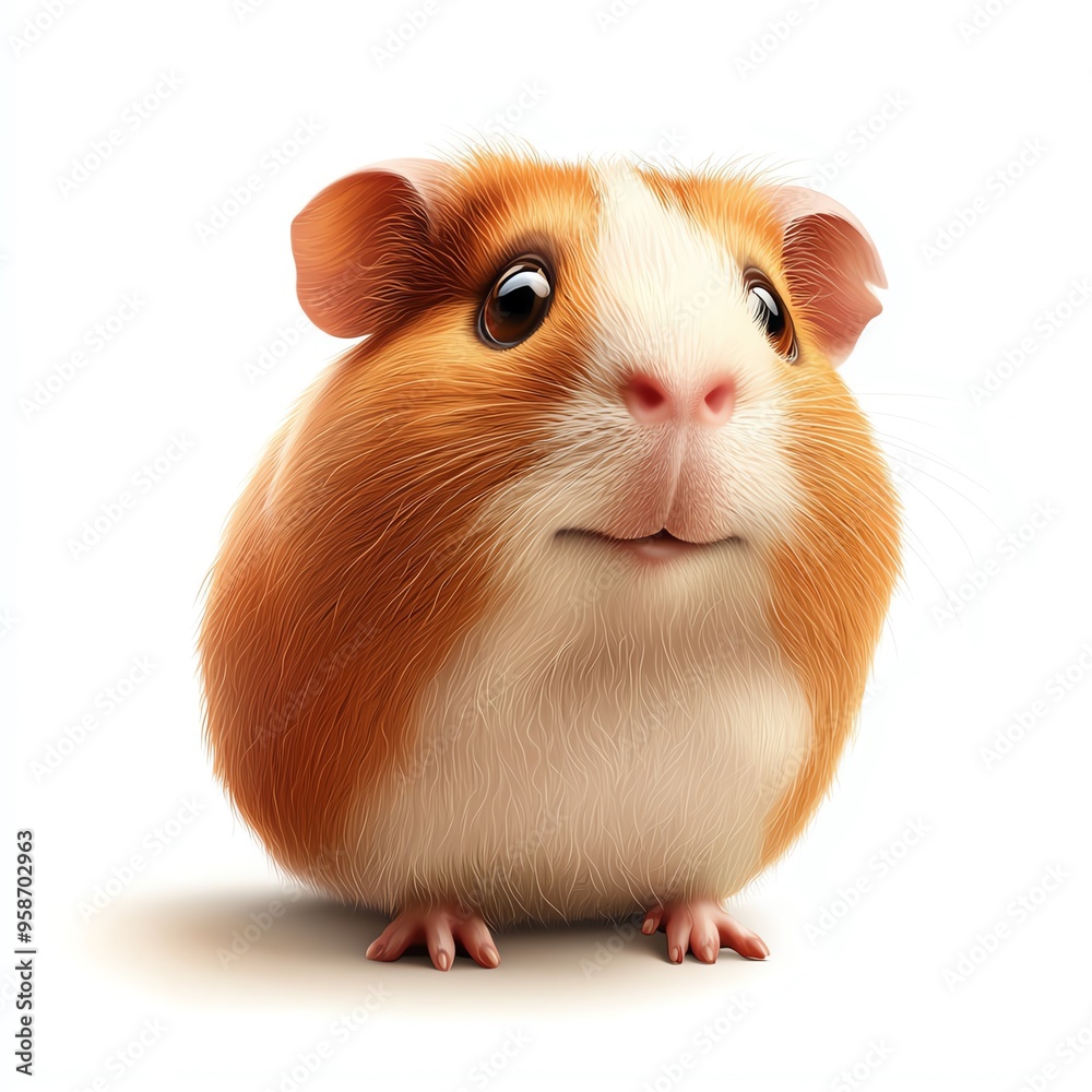 Adorable small guinea pig with fluffy orange and white fur, displaying a curious expression and tiny paws, perfect for pet lovers. Adorable small guinea pig with fluffy orange and white fur, displaying a curious expression and tiny paws, perfect for pet lovers.