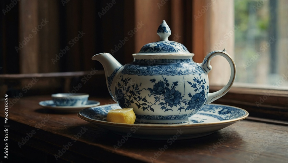 Still life with tea shown in an image. Still life with tea shown in an image.