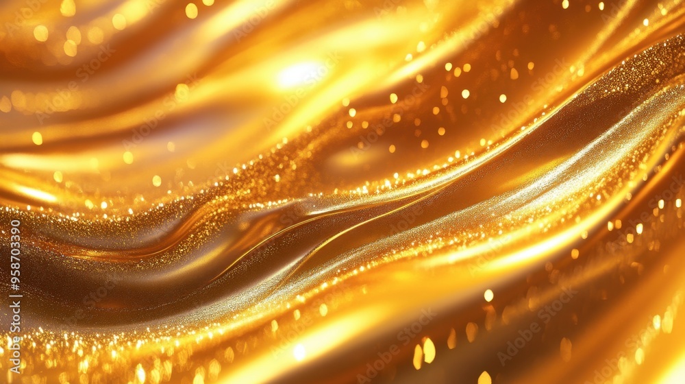 A backdrop of radiant, sparkling gold waves with smooth flowing lines, perfect for a luxury-themed design. A backdrop of radiant, sparkling gold waves with smooth flowing lines, perfect for a luxury-themed design.