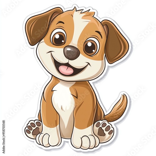 Cute cartoon puppy with a joyful expression, perfect for children's products, illustrations, and playful designs.