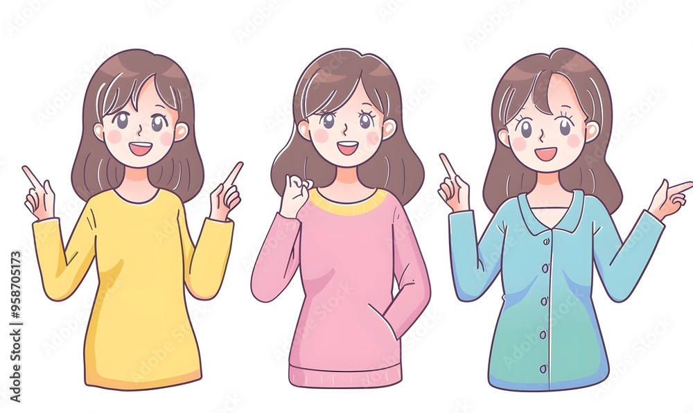 Portrait of Women with Different Hair set isolated Portrait of Women with Different Hair set isolated