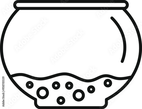 Round aquarium with water and oxygen bubbles, great for representing pet shops and aquatic life