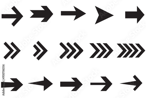  Arrow icon vector mega bundle set. Set of black vector arrows. Set of vector arrows. Vector Pointers Collection. Simple arrow big set. Vector illustration.