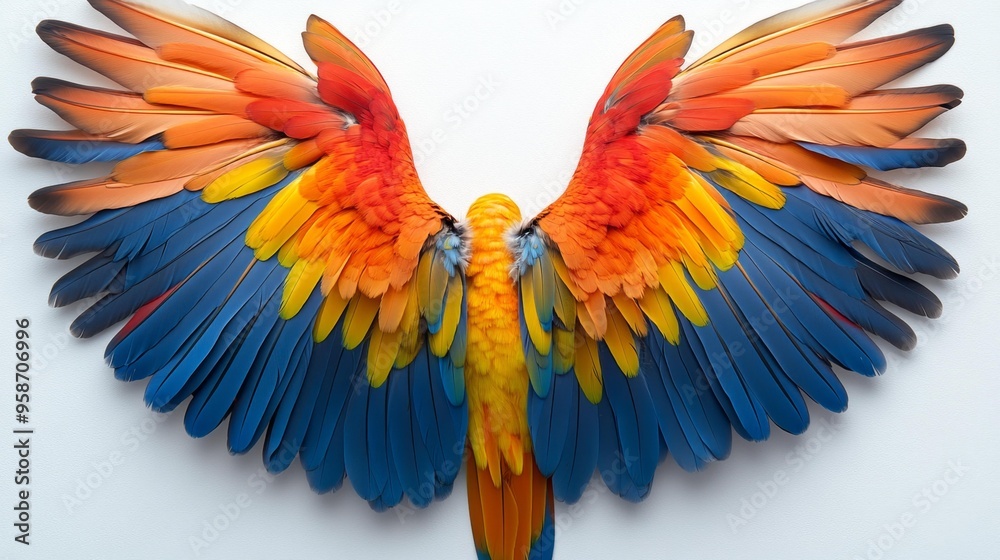 Fototapeta premium Vibrant Parrot Wings Spread Wide Generative AI