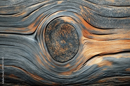 Intricate Wood Grain Patterns with a Knot photo