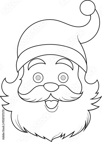 Christmas Cute Face of Santa Coloring Page