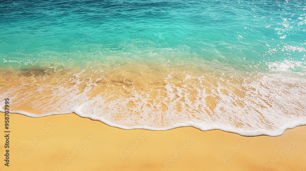 Serene Beach with Turquoise Waters and Golden Sand Tropical Seaside Landscape Serene Beach with Turquoise Waters and Golden Sand Tropical Seaside Landscape