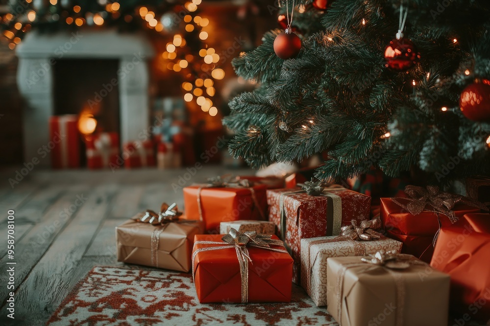 Christmas Presents Under a Decorated Christmas Tree Christmas Presents Under a Decorated Christmas Tree