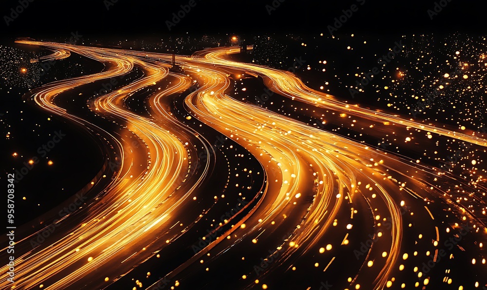 Abstract Highway Light Trails at Night Abstract Highway Light Trails at Night