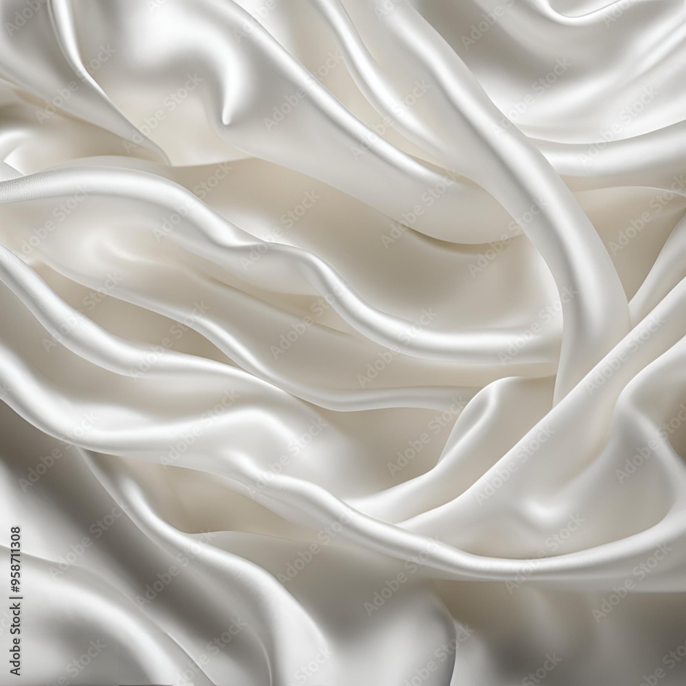 Obraz premium A smooth, white silk fabric with elegant draping. Perfect for luxury, fashion, and beauty projects.