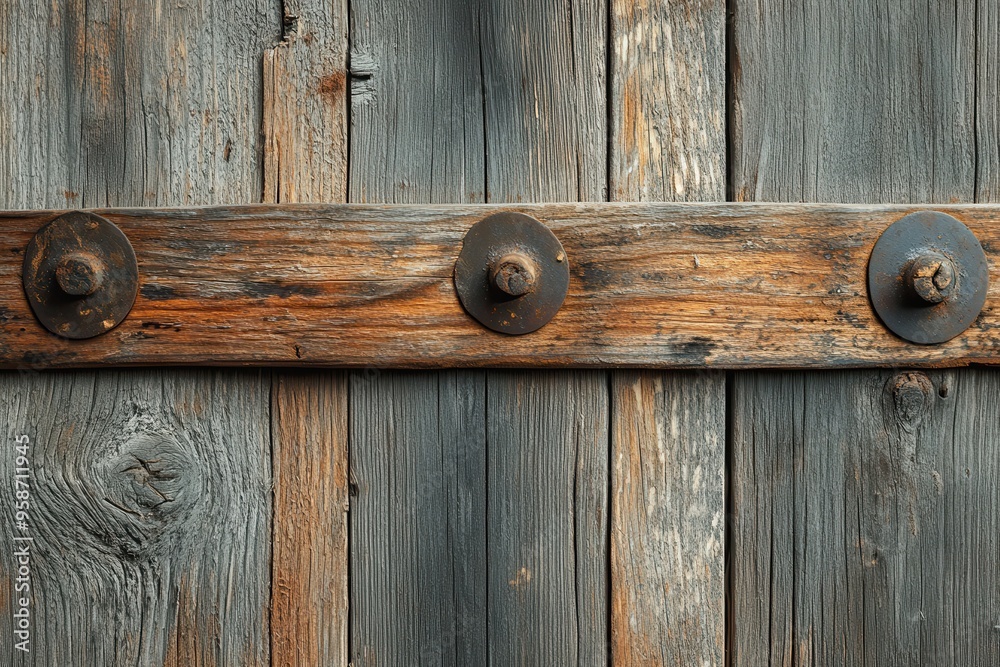 Rustic Wooden Plank Texture with Metal Fasteners Rustic Wooden Plank Texture with Metal Fasteners