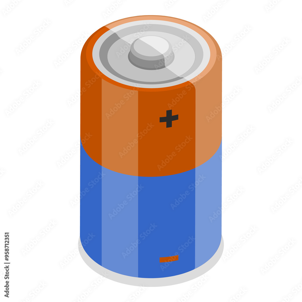 3D Isometric Flat Illustration of Battery Set. Item 3 3D Isometric Flat Illustration of Battery Set. Item 3