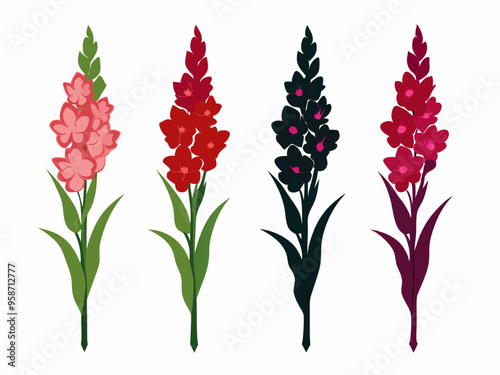 gladiolus flower vector silhouette line art icon