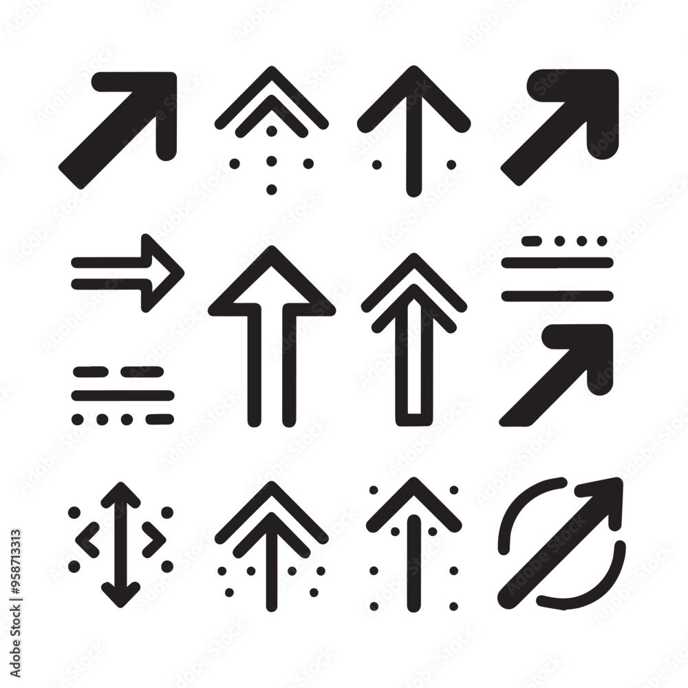 Icons Black set of different arrows isolated on white background. Vector illustration alternative route icon isolated sign symbol vector illustration - Collection of high quality black style vector ic