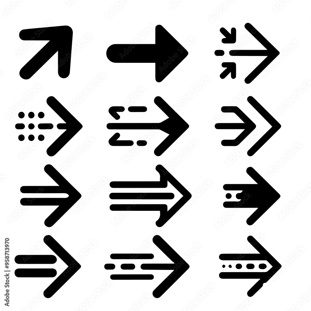 Icons Black set of different arrows isolated on white background. Vector illustration alternative route icon isolated sign symbol vector illustration - Collection of high quality black style vector ic