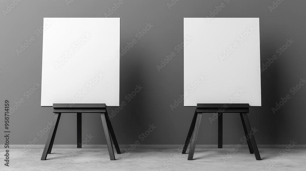 Two Blank Canvas Stands for Artists Generative AI Two Blank Canvas Stands for Artists Generative AI