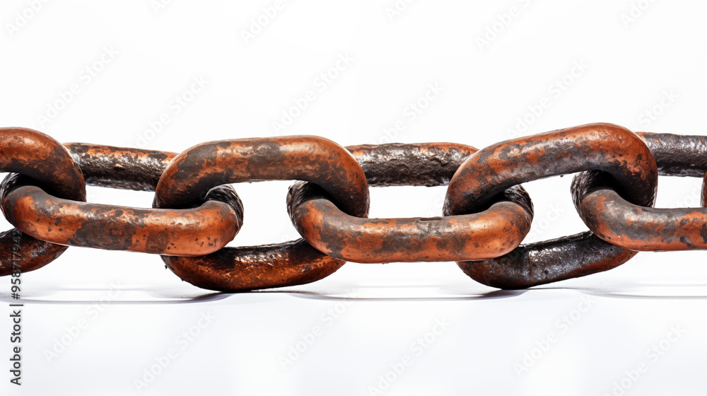 Fototapeta premium Rusted chain on white background